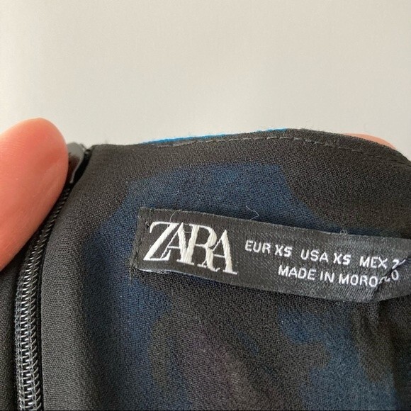 ZARA DRAPED PRINT DRESS Mid-blue 0/8334/4 Size XSmall - Picture 8 of 11